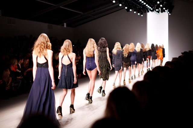 The finale of a female fashion show.