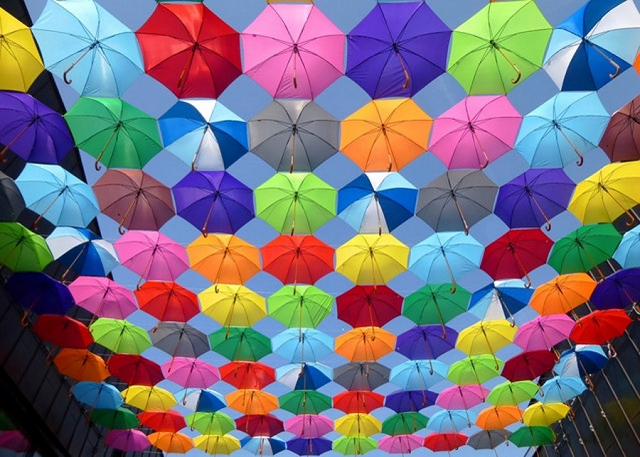 Architectural Art Installation of Umbrellas